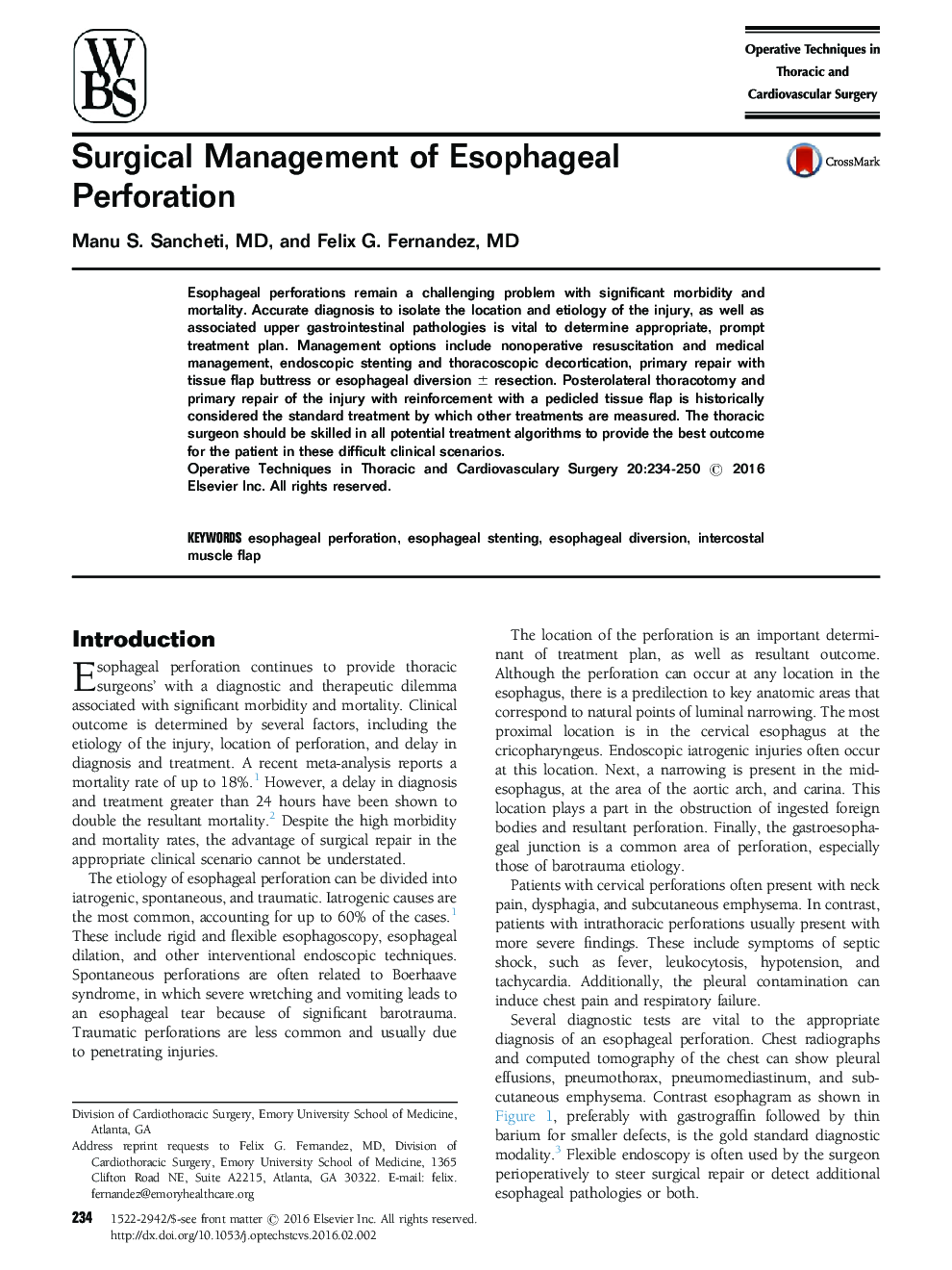 Surgical Management of Esophageal Perforation