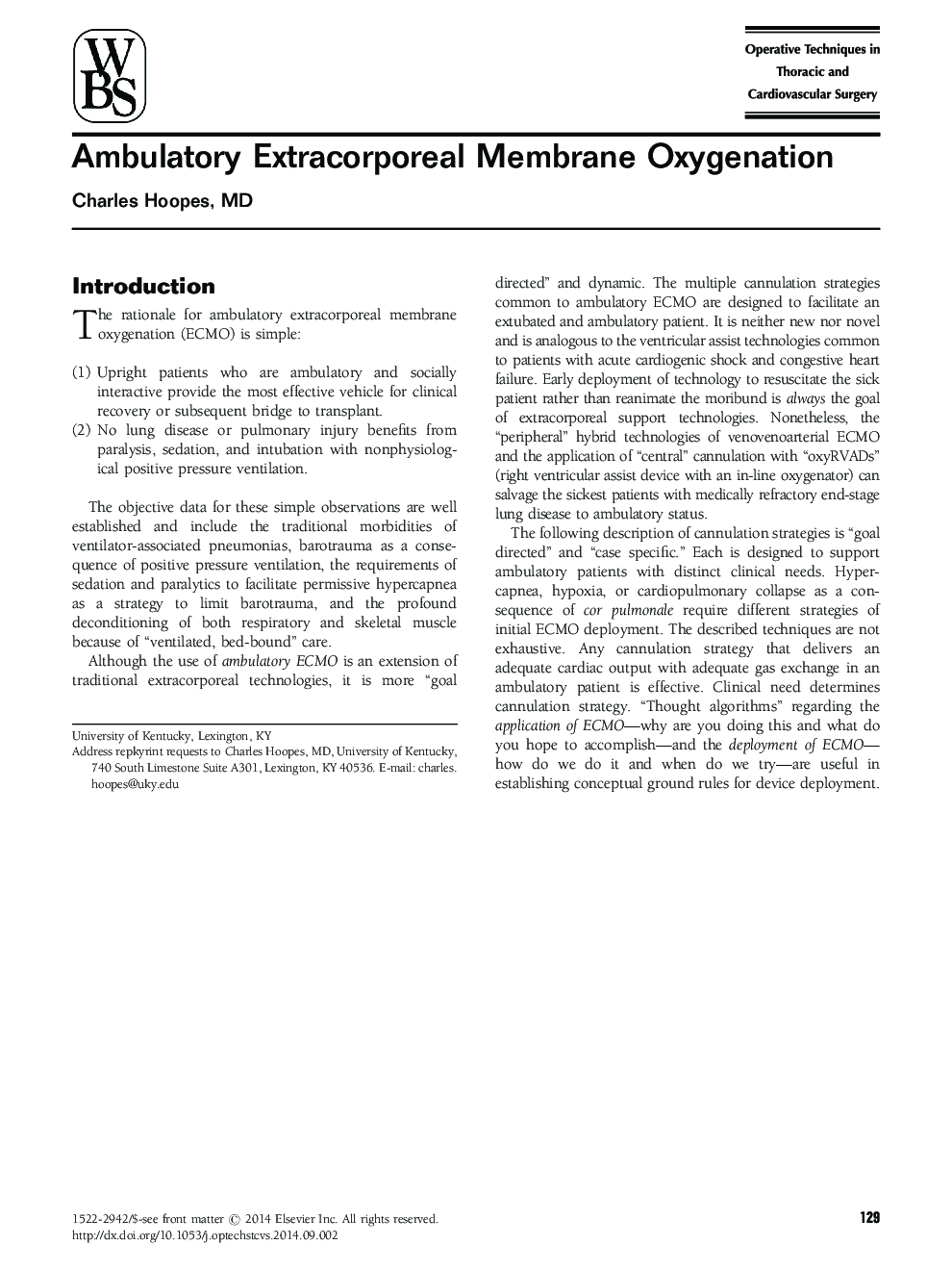 Ambulatory Extracorporeal Membrane Oxygenation