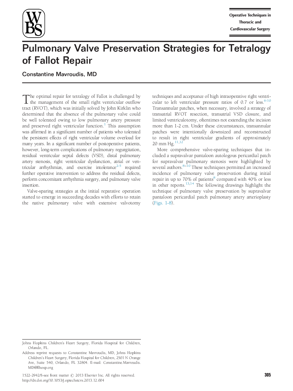 Pulmonary Valve Preservation Strategies for Tetralogy of Fallot Repair