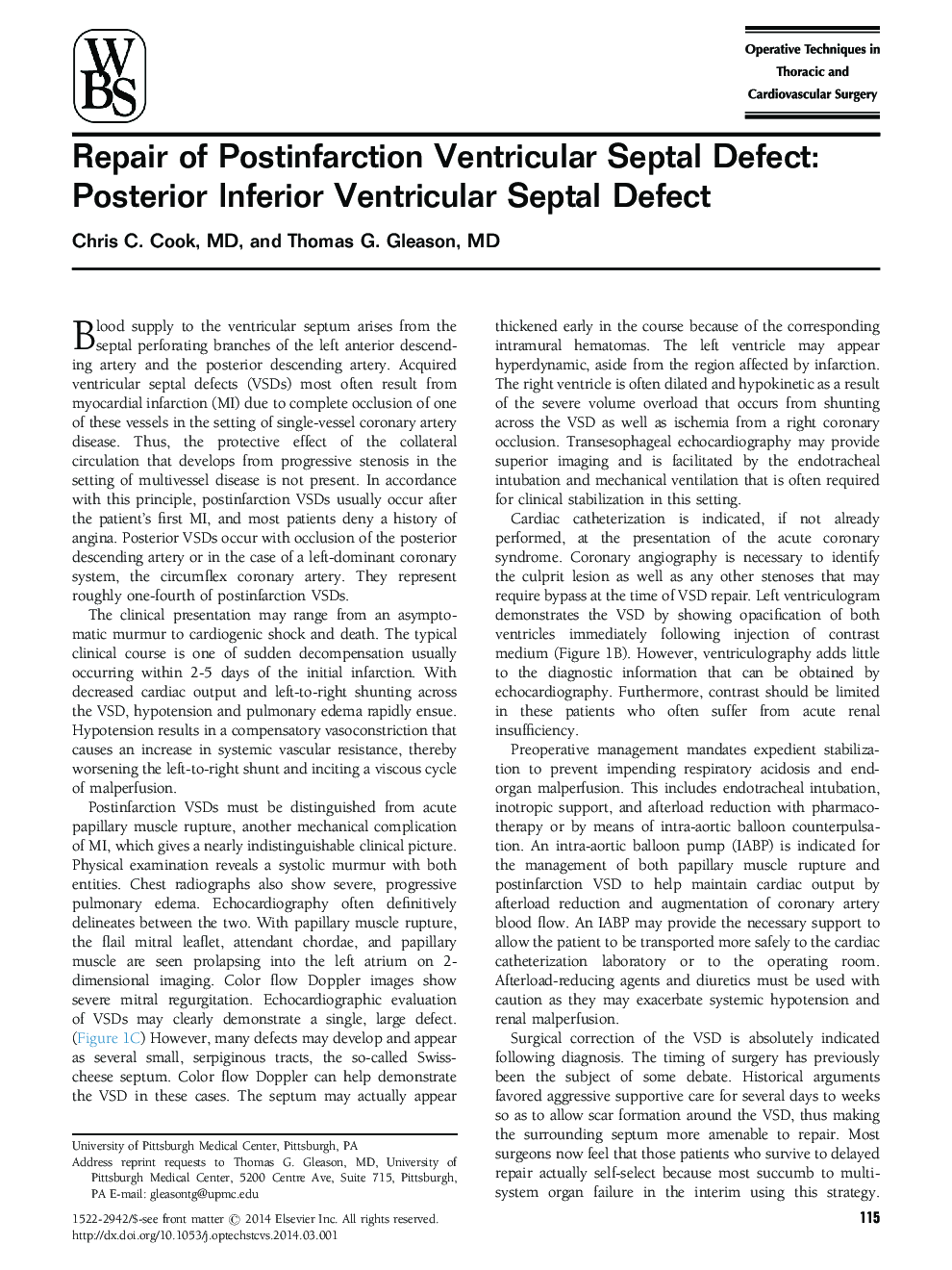 Repair of Postinfarction Ventricular Septal Defect: Posterior Inferior Ventricular Septal Defect