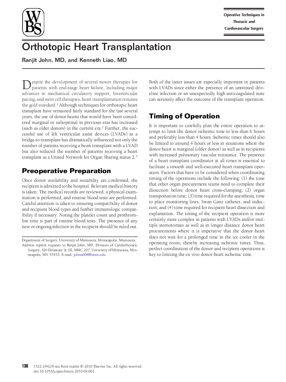 Orthotopic Heart Transplantation