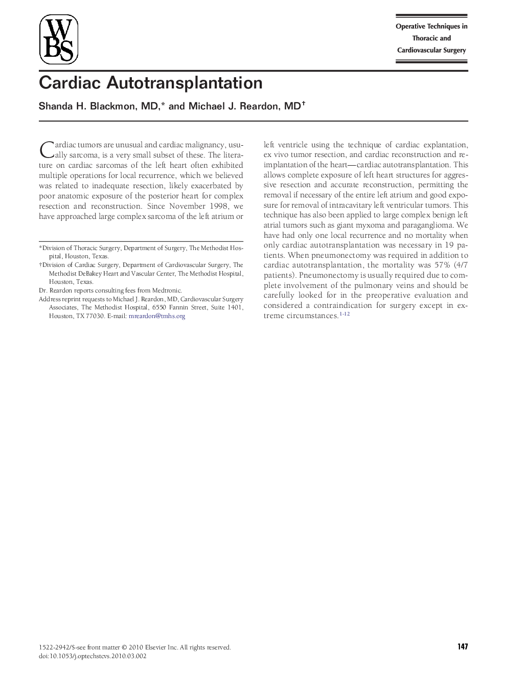 Cardiac Autotransplantation