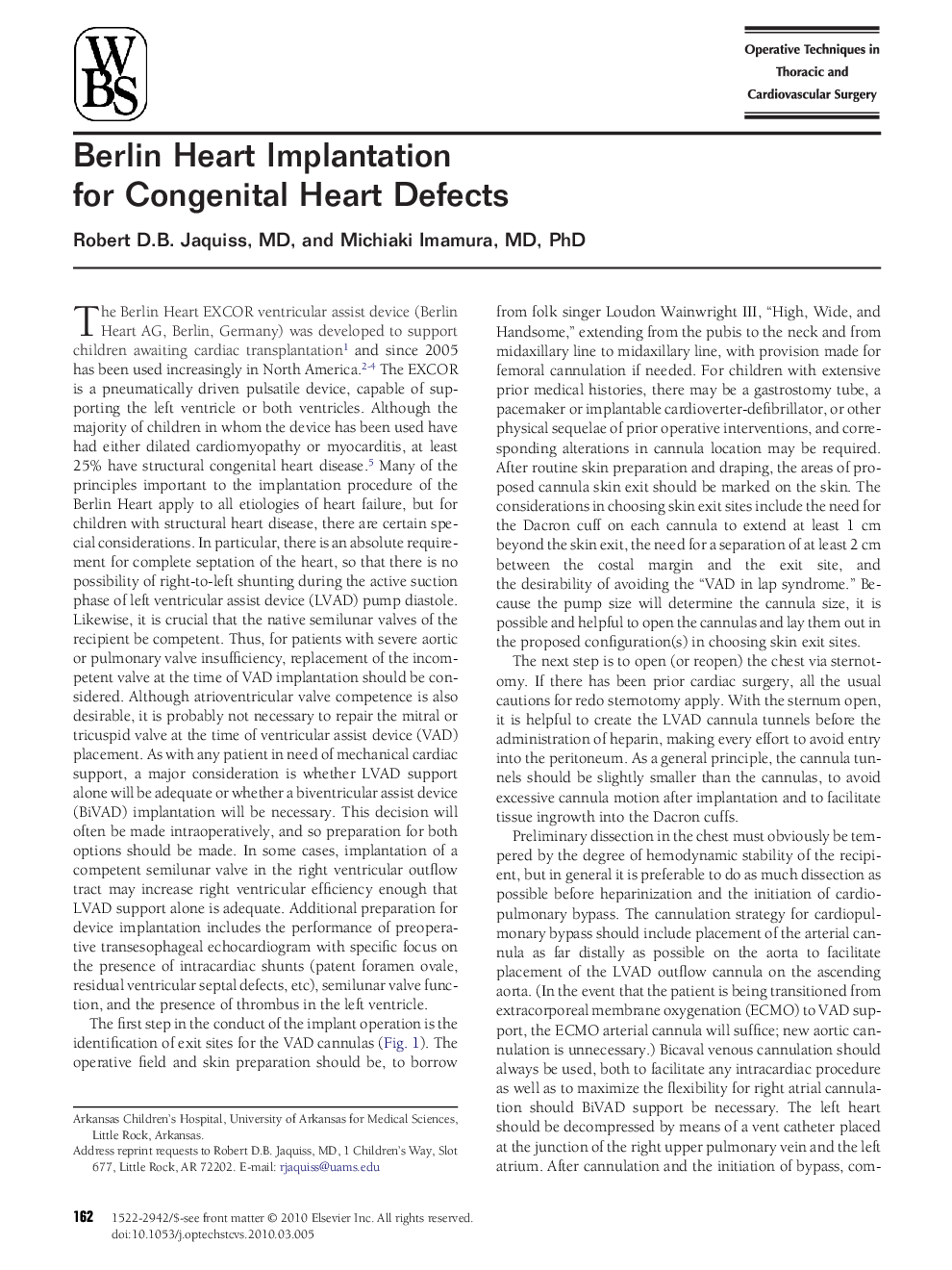 Berlin Heart Implantation for Congenital Heart Defects