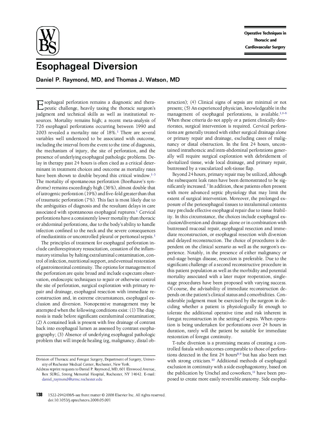 Esophageal Diversion