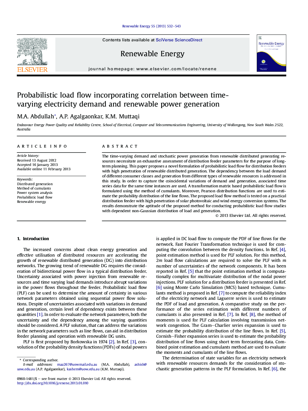 Probabilistic load flow incorporating correlation between time-varying electricity demand and renewable power generation