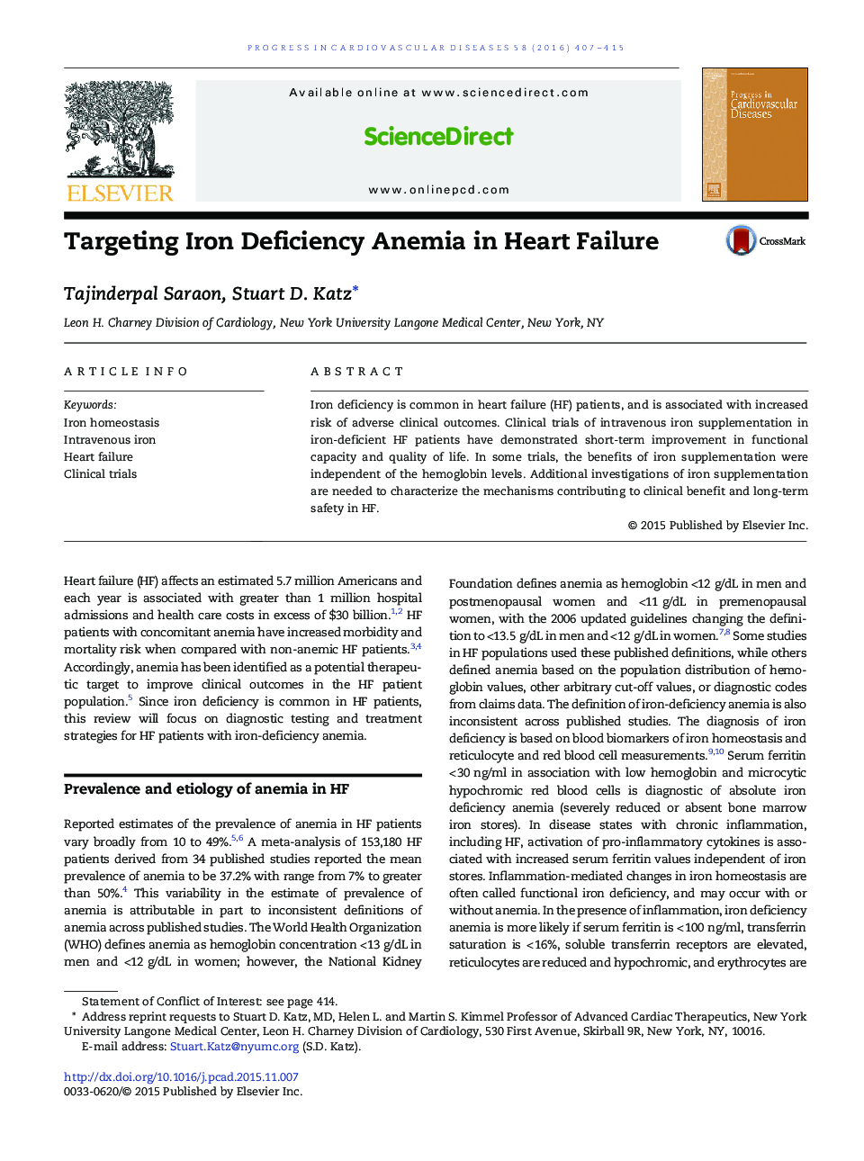 Targeting Iron Deficiency Anemia in Heart Failure 