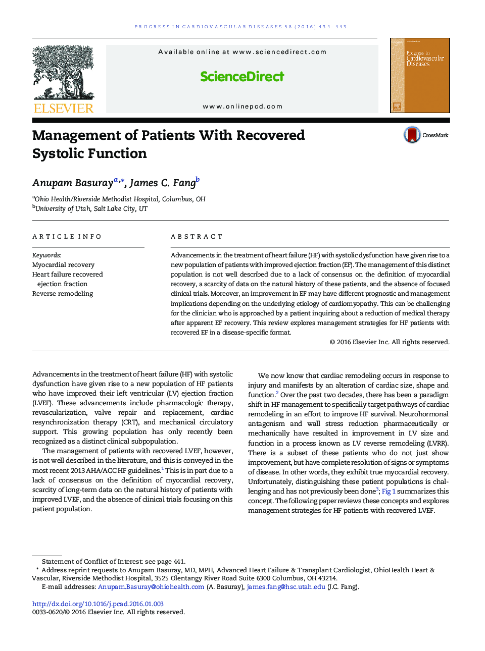 Management of Patients With Recovered Systolic Function 