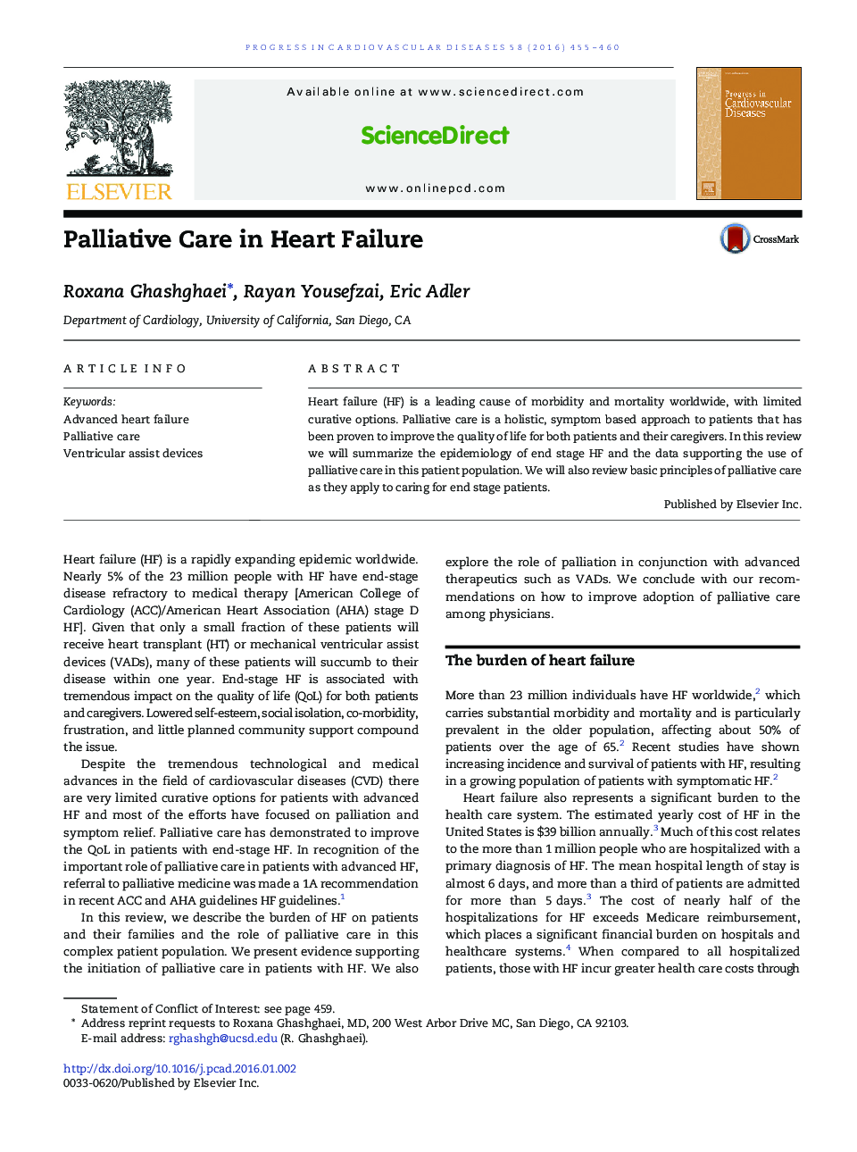 Palliative Care in Heart Failure 