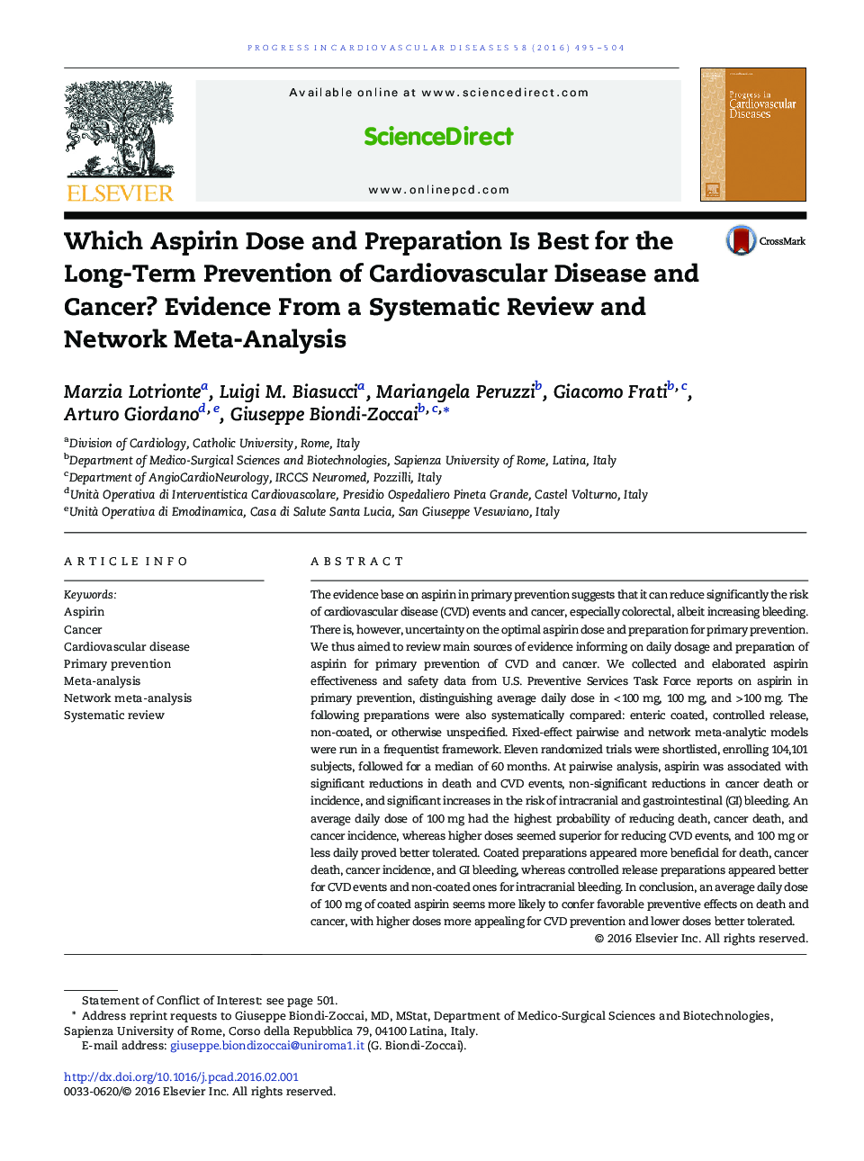 Which Aspirin Dose and Preparation Is Best for the Long-Term Prevention of Cardiovascular Disease and Cancer? Evidence From a Systematic Review and Network Meta-Analysis 