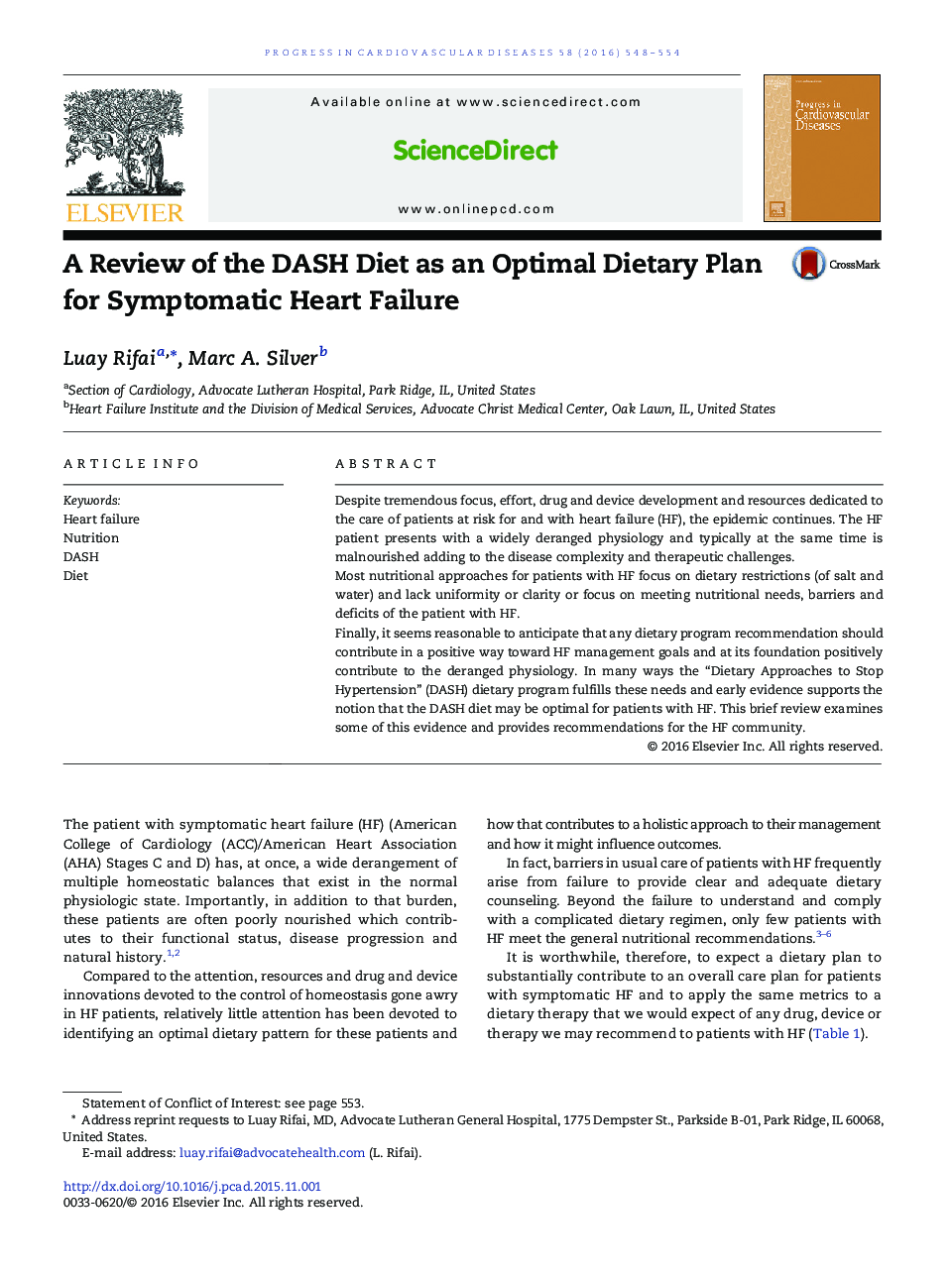 A Review of the DASH Diet as an Optimal Dietary Plan for Symptomatic Heart Failure 