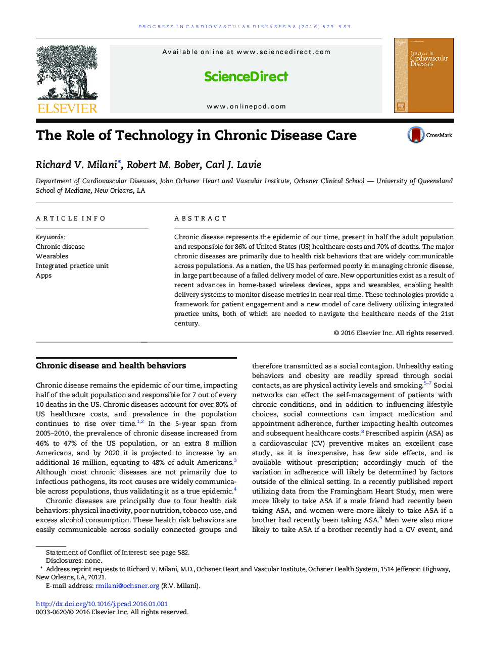 The Role of Technology in Chronic Disease Care 