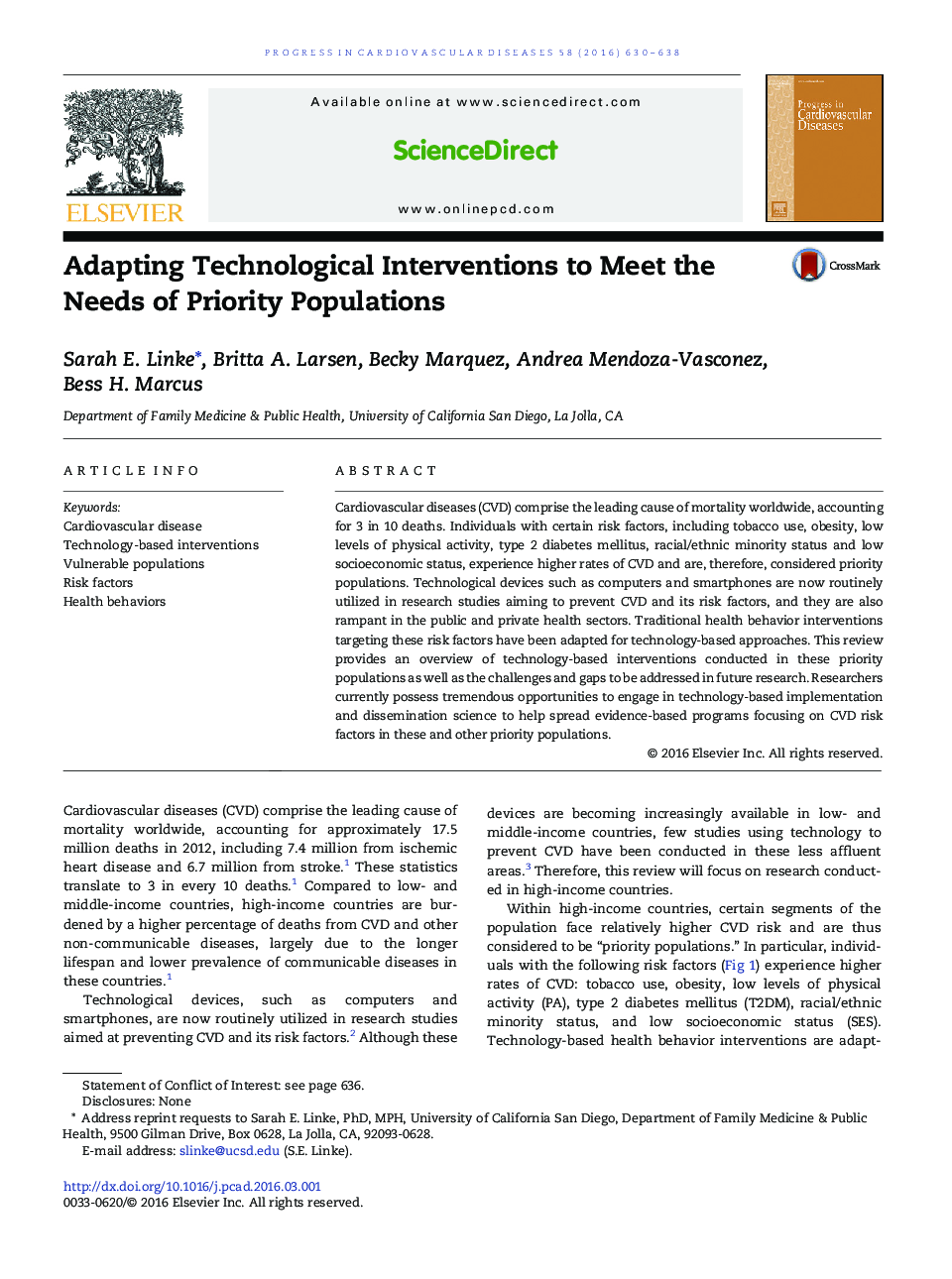 Adapting Technological Interventions to Meet the Needs of Priority Populations 