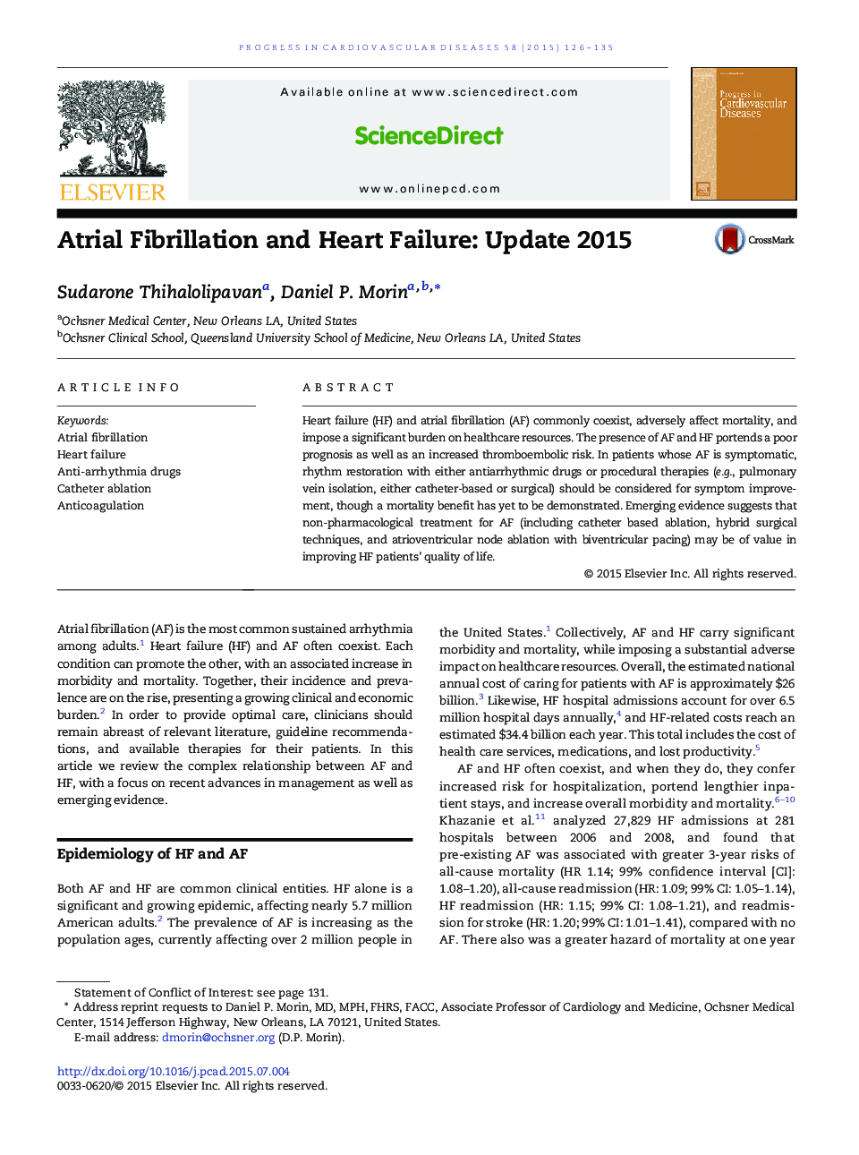 Atrial Fibrillation and Heart Failure: Update 2015 