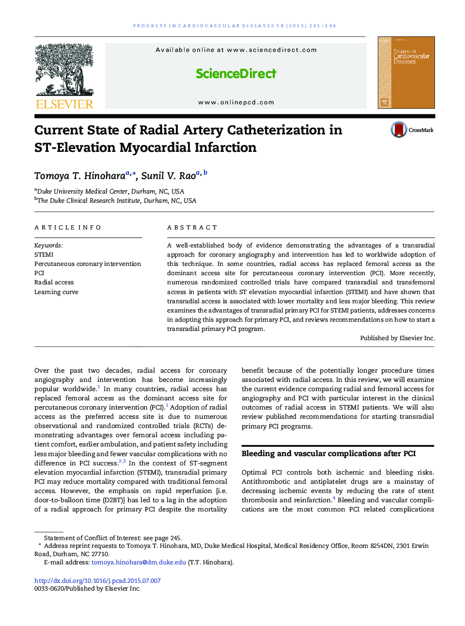 Current State of Radial Artery Catheterization in ST-Elevation Myocardial Infarction 