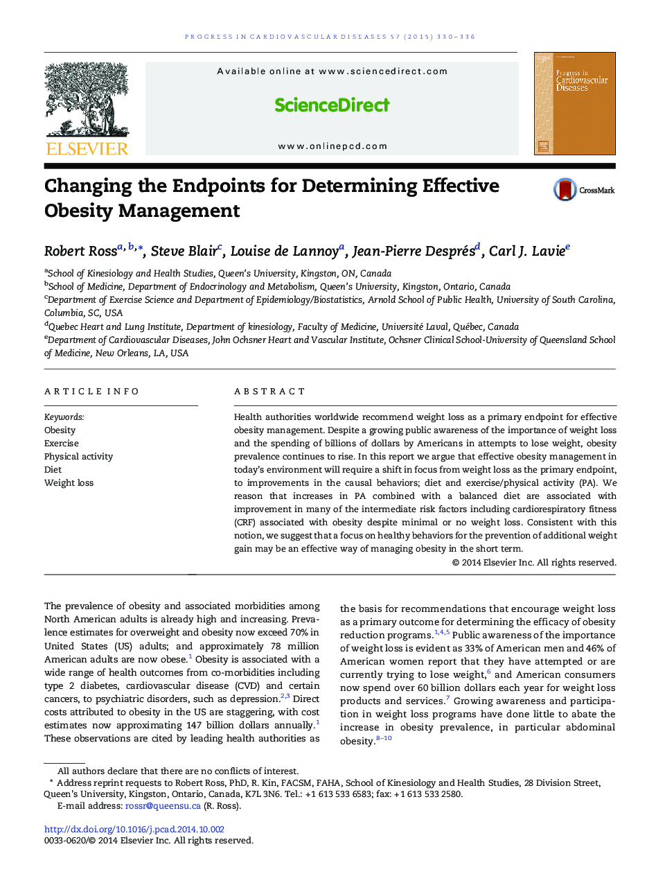 Changing the Endpoints for Determining Effective Obesity Management 