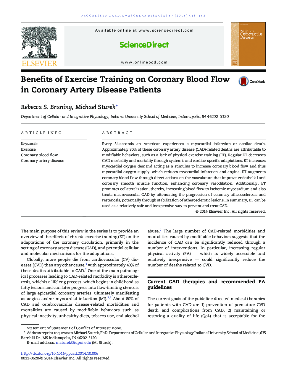 Benefits of Exercise Training on Coronary Blood Flow in Coronary Artery Disease Patients 