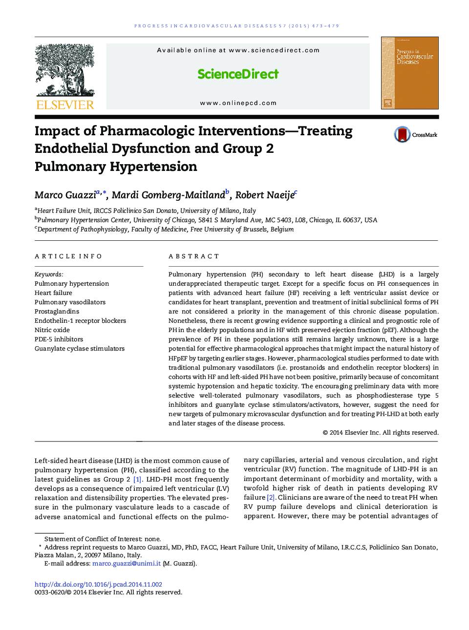 Impact of Pharmacologic Interventions—Treating Endothelial Dysfunction and Group 2 Pulmonary Hypertension 