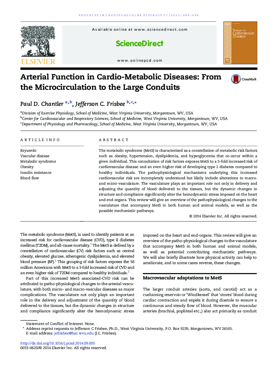 Arterial Function in Cardio-Metabolic Diseases: From the Microcirculation to the Large Conduits 