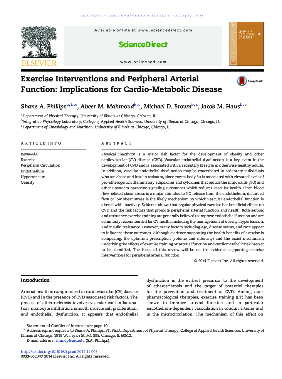 Exercise Interventions and Peripheral Arterial Function: Implications for Cardio-Metabolic Disease 