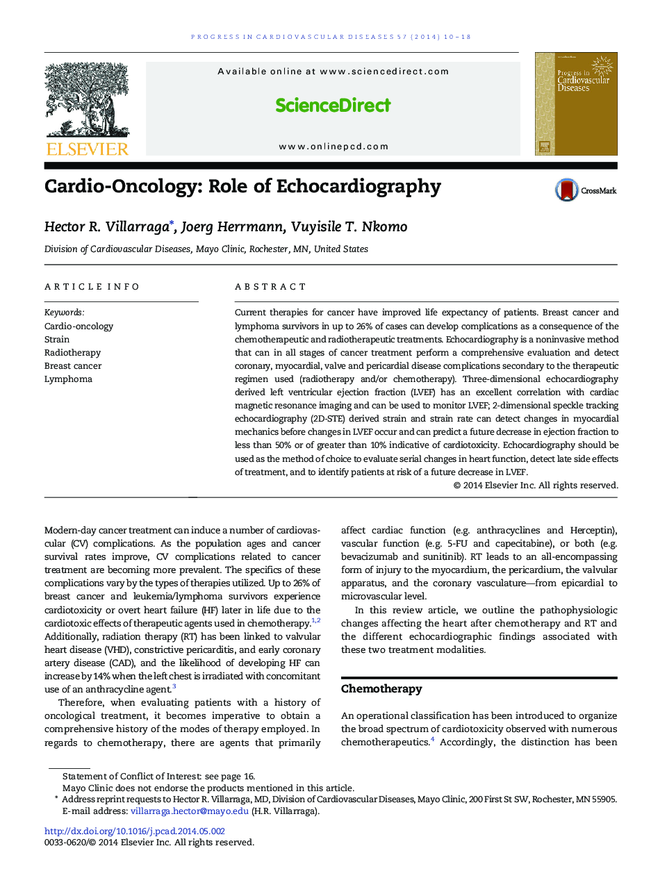 Cardio-Oncology: Role of Echocardiography 