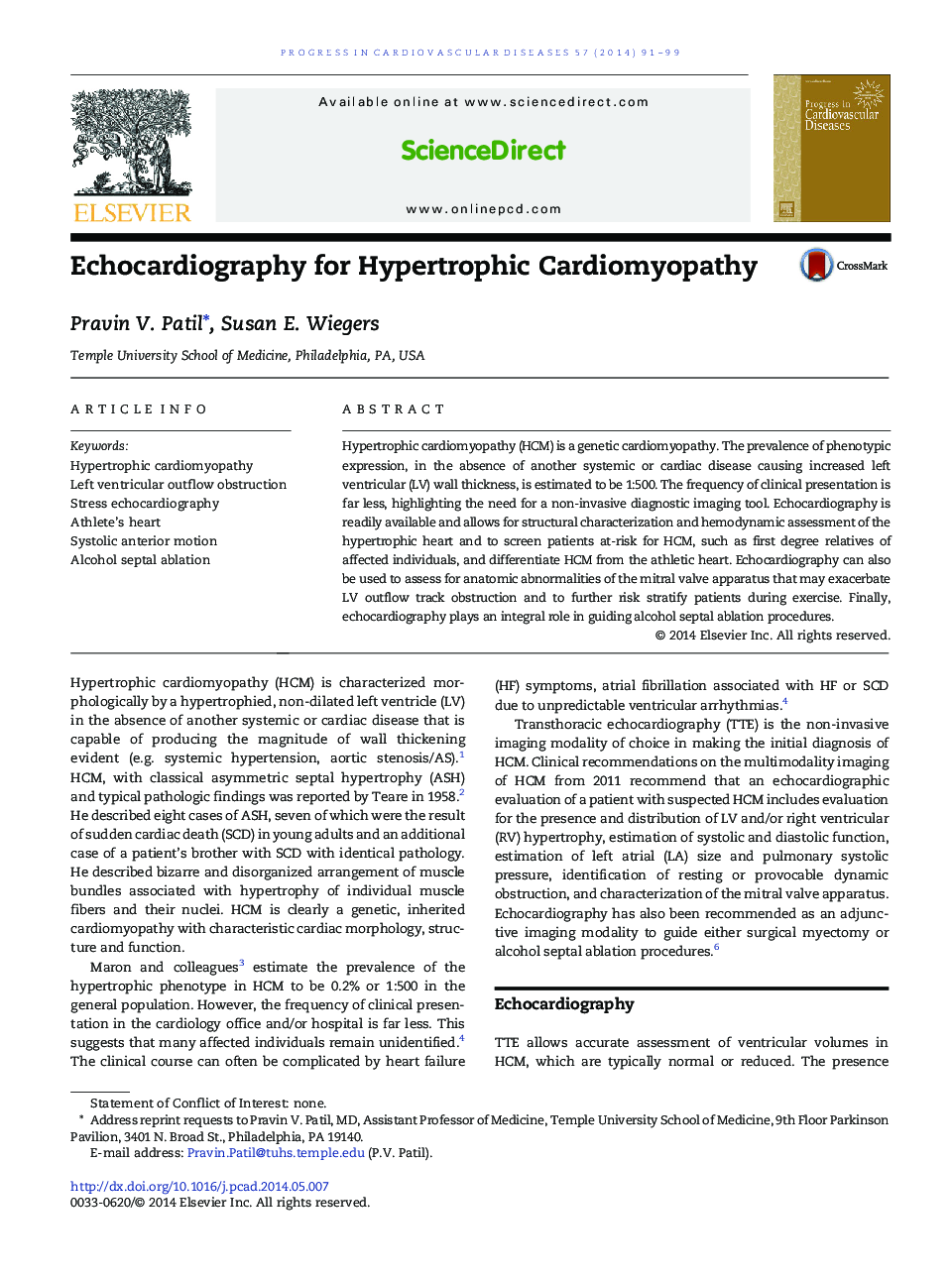 Echocardiography for Hypertrophic Cardiomyopathy 