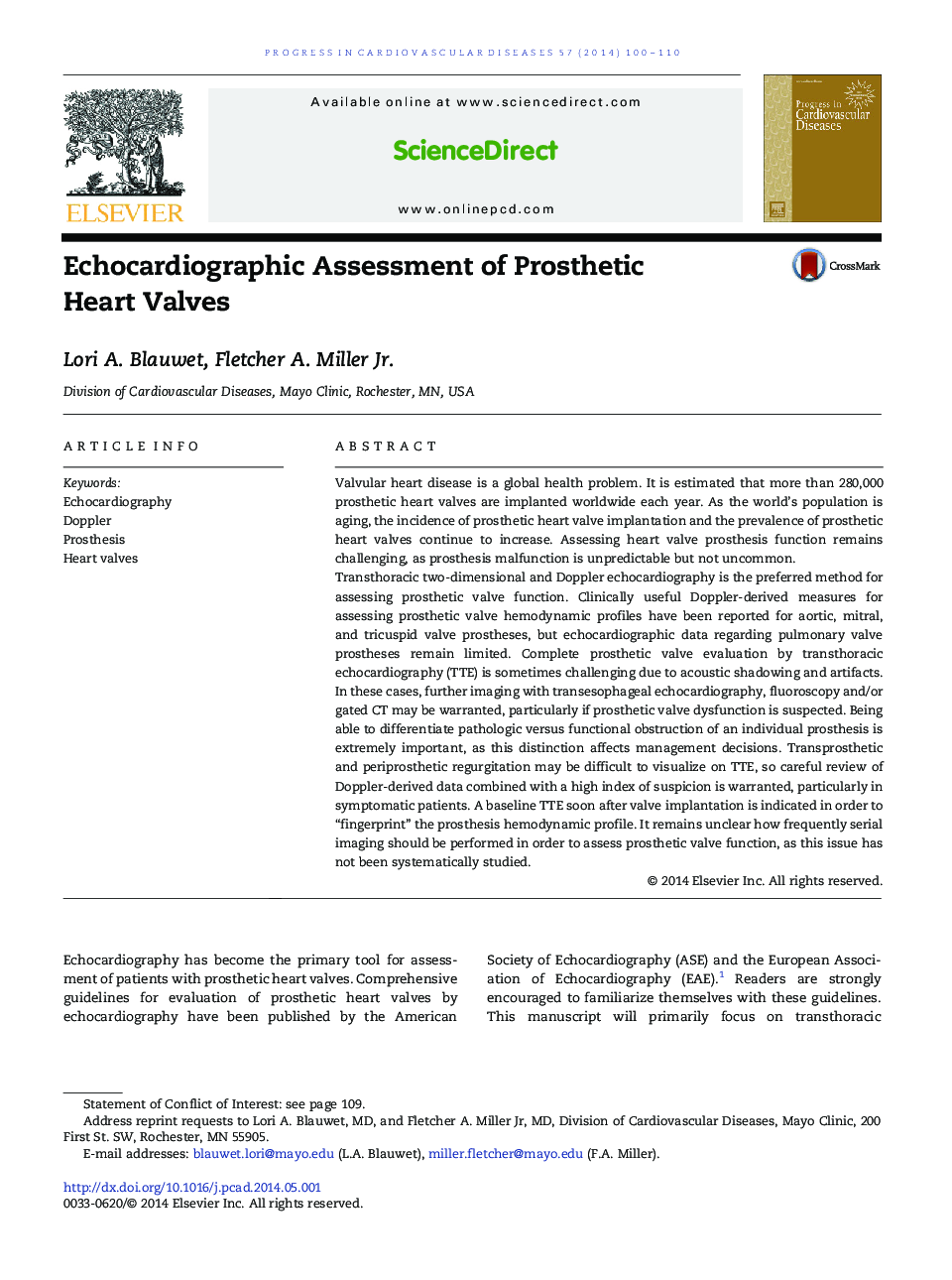 Echocardiographic Assessment of Prosthetic Heart Valves 