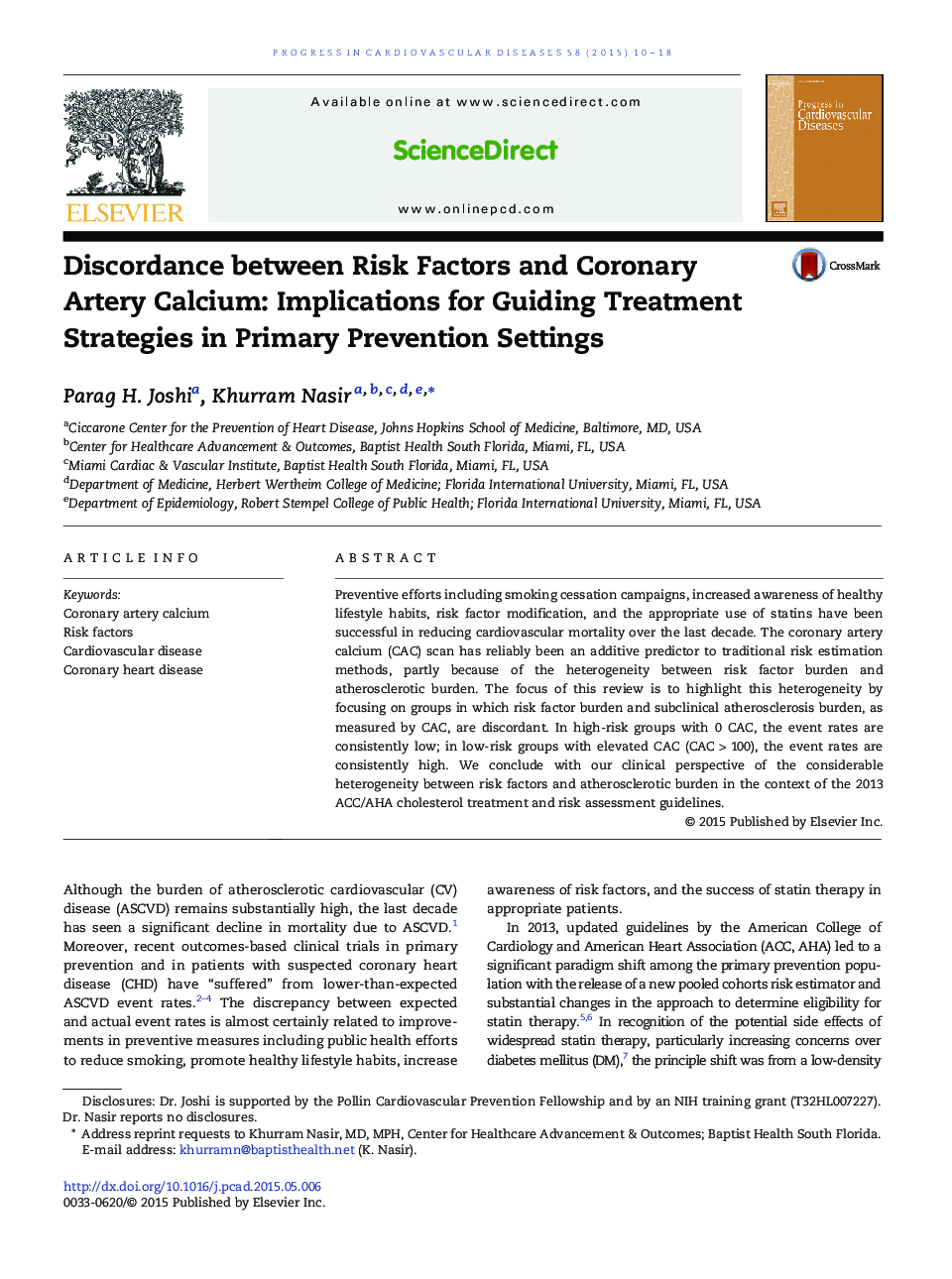 Discordance between Risk Factors and Coronary Artery Calcium: Implications for Guiding Treatment Strategies in Primary Prevention Settings 