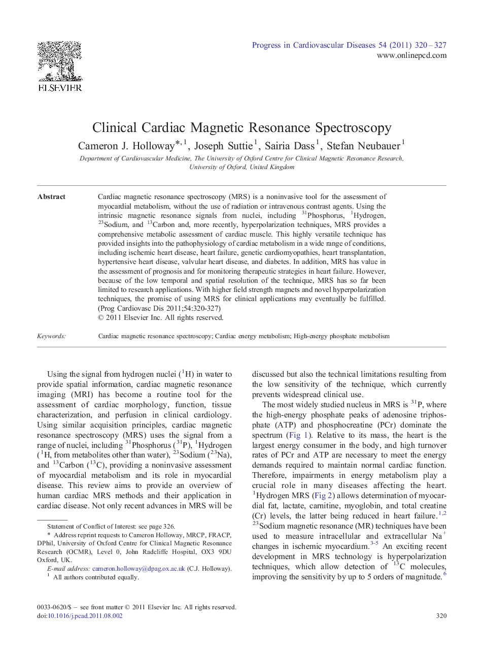 Clinical Cardiac Magnetic Resonance Spectroscopy 