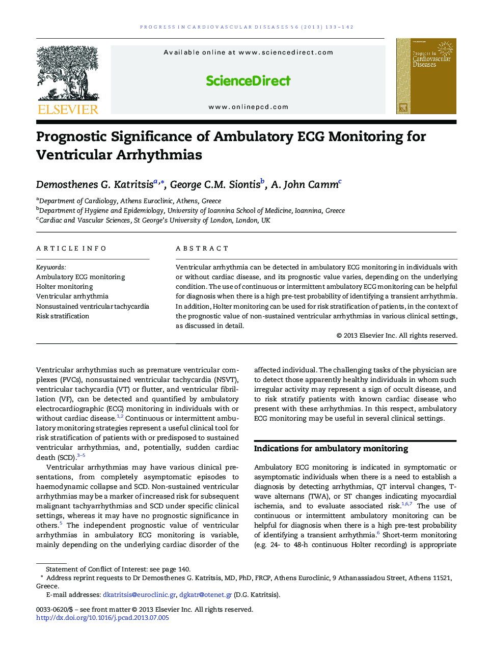 Prognostic Significance of Ambulatory ECG Monitoring for Ventricular Arrhythmias 