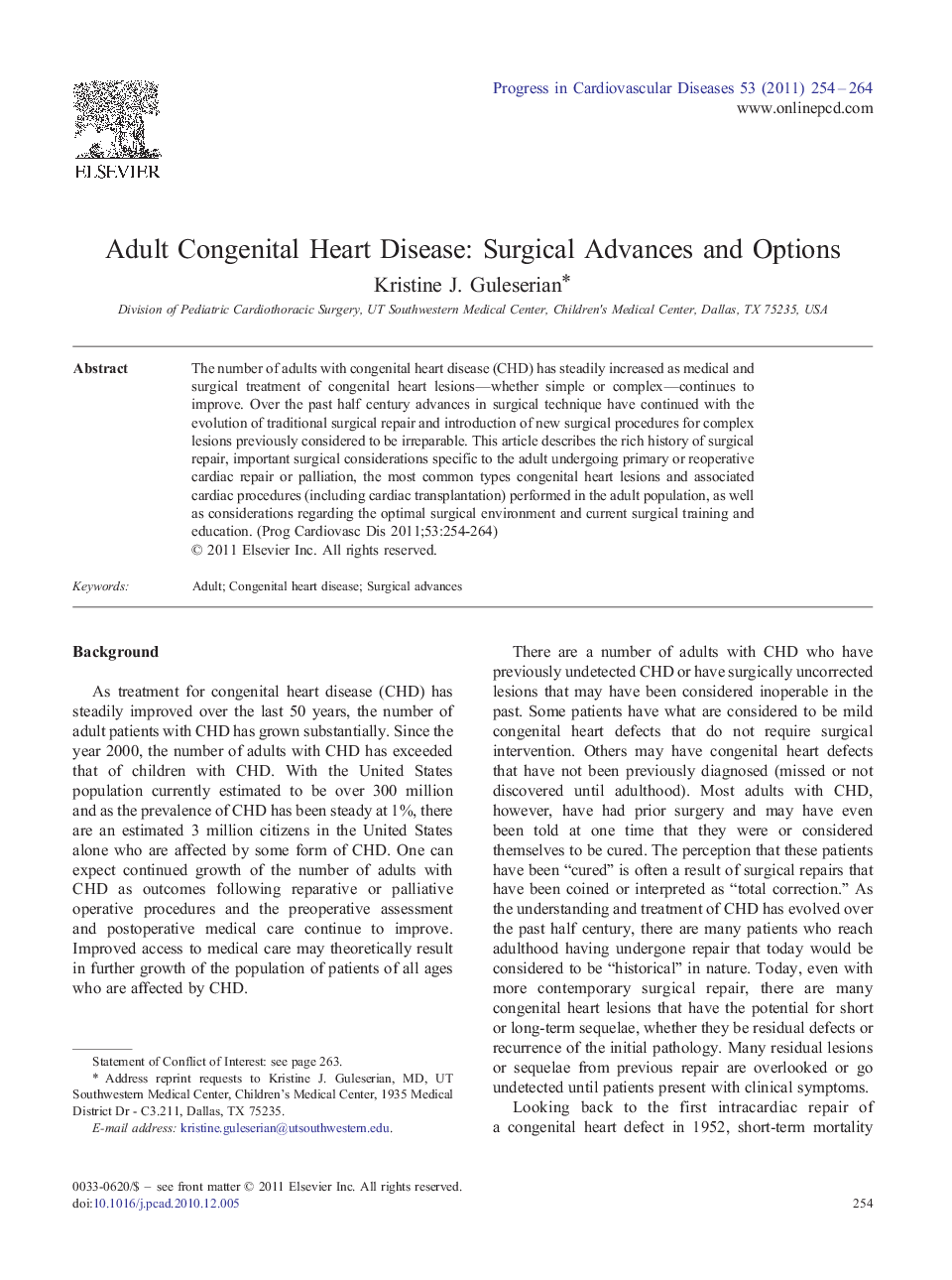 Adult Congenital Heart Disease: Surgical Advances and Options 