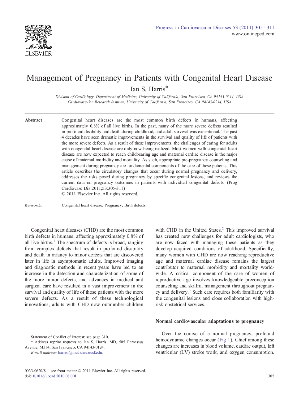 Management of Pregnancy in Patients with Congenital Heart Disease 