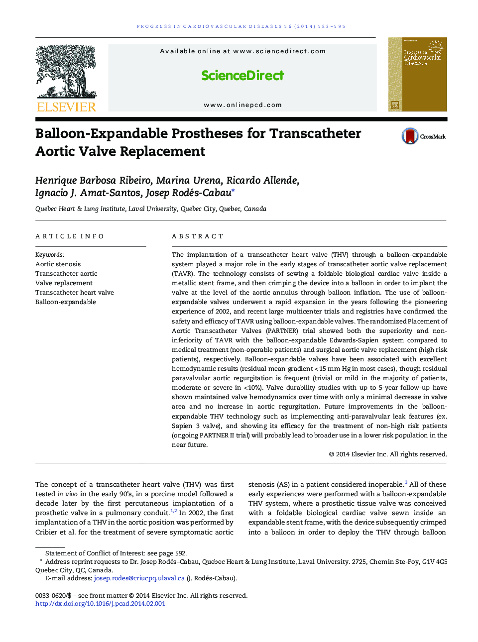 Balloon-Expandable Prostheses for Transcatheter Aortic Valve Replacement 