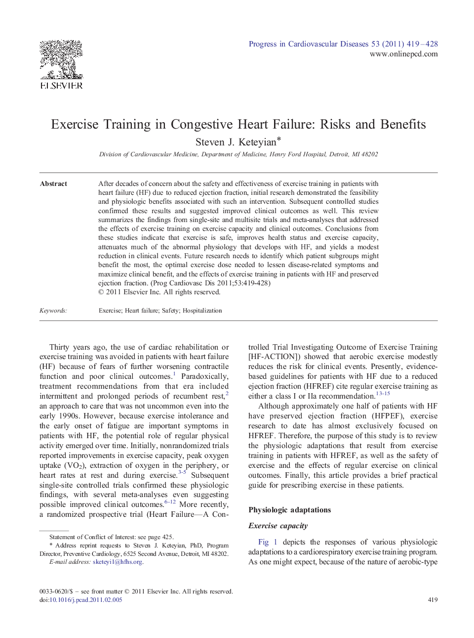 Exercise Training in Congestive Heart Failure: Risks and Benefits 