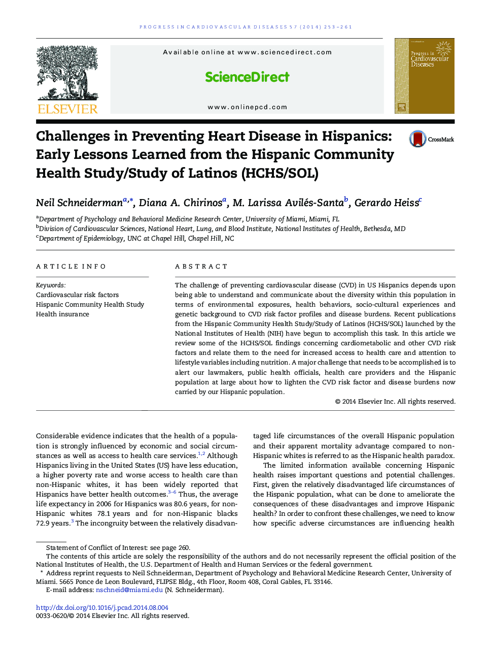 Challenges in Preventing Heart Disease in Hispanics: Early Lessons Learned from the Hispanic Community Health Study/Study of Latinos (HCHS/SOL) 