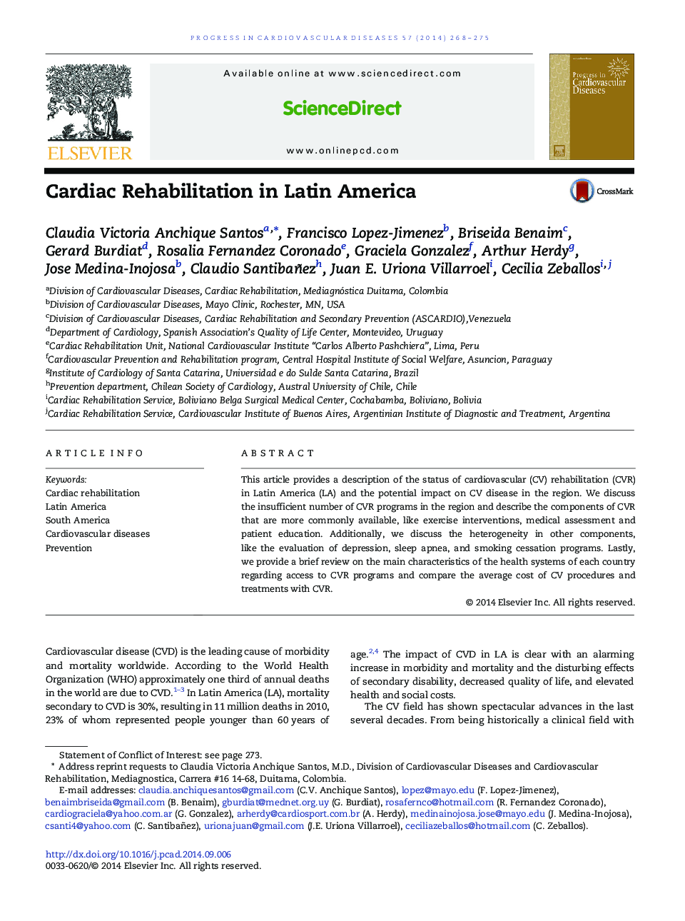 Cardiac Rehabilitation in Latin America 