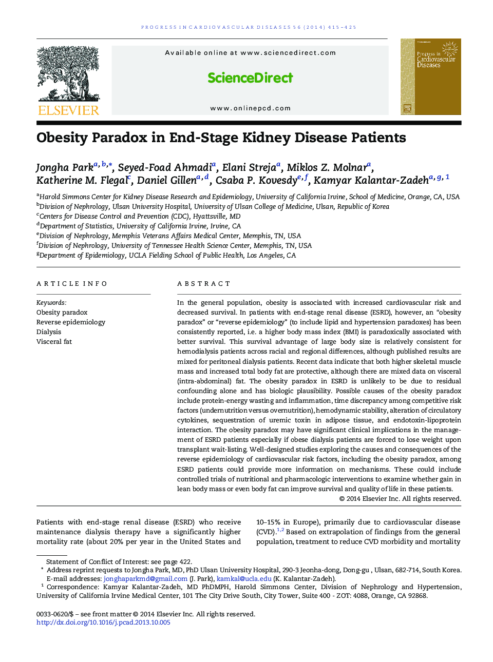 Obesity Paradox in End-Stage Kidney Disease Patients 