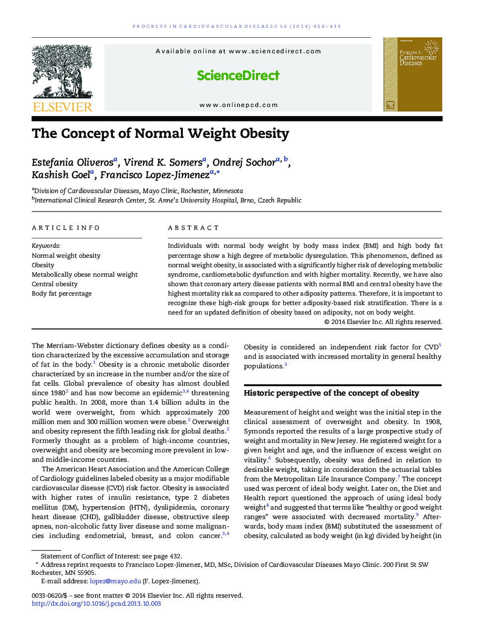 The Concept of Normal Weight Obesity 