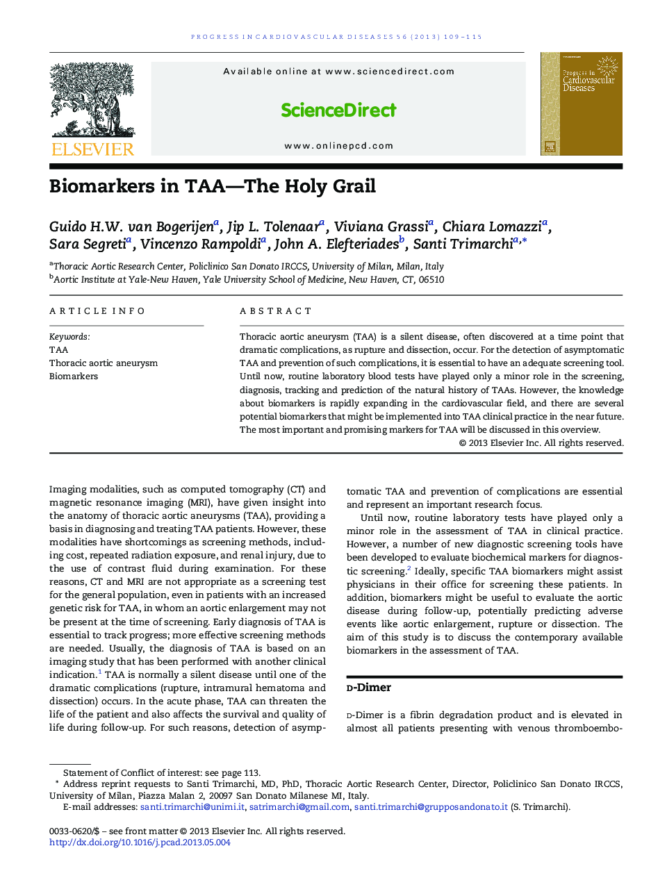 Biomarkers in TAA—The Holy Grail 