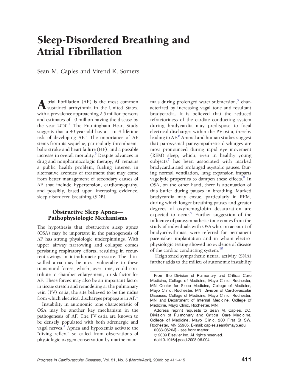 Sleep-Disordered Breathing and Atrial Fibrillation