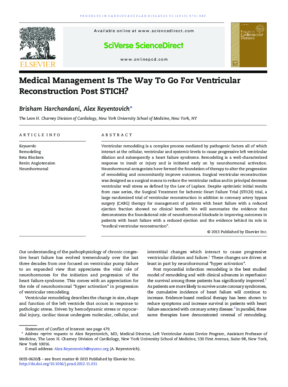 Medical Management Is The Way To Go For Ventricular Reconstruction Post STICH? 