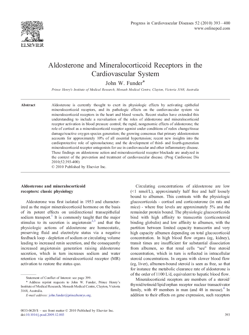 Aldosterone and Mineralocorticoid Receptors in the Cardiovascular System