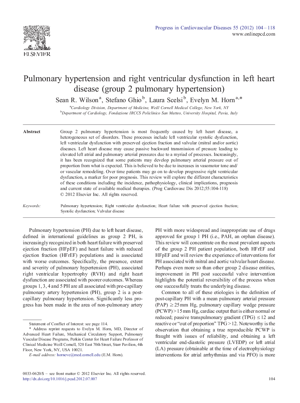 Pulmonary hypertension and right ventricular dysfunction in left heart disease (group 2 pulmonary hypertension) 