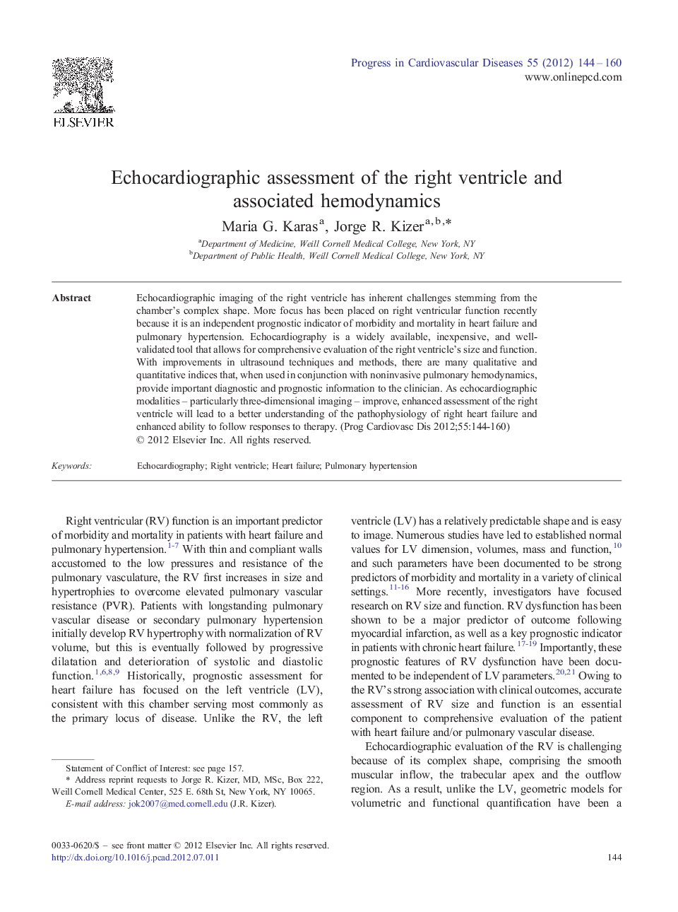 Echocardiographic assessment of the right ventricle and associated hemodynamics 