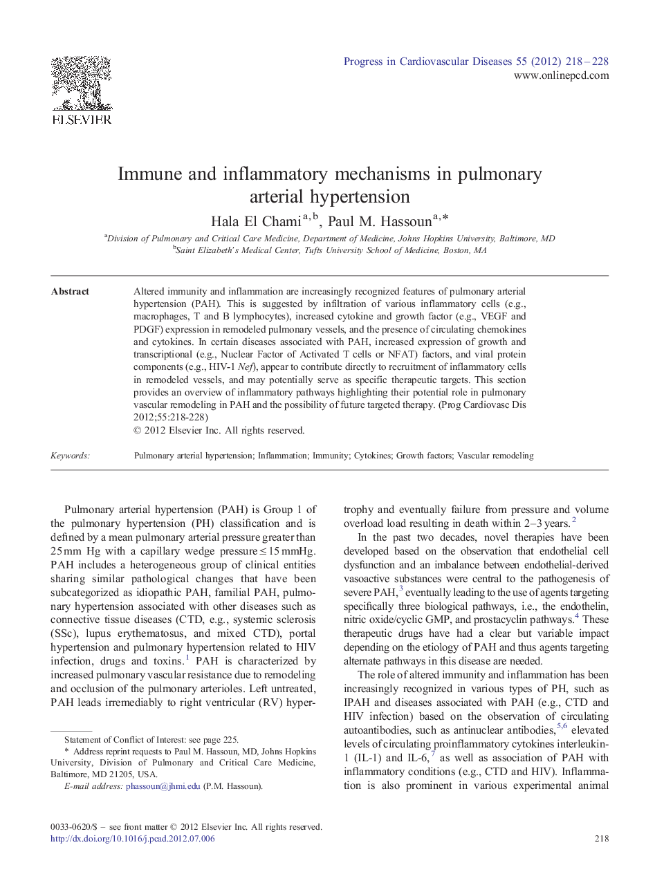 Immune and inflammatory mechanisms in pulmonary arterial hypertension 