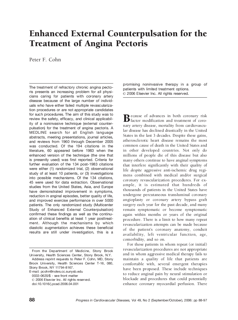 Enhanced External Counterpulsation for the Treatment of Angina Pectoris