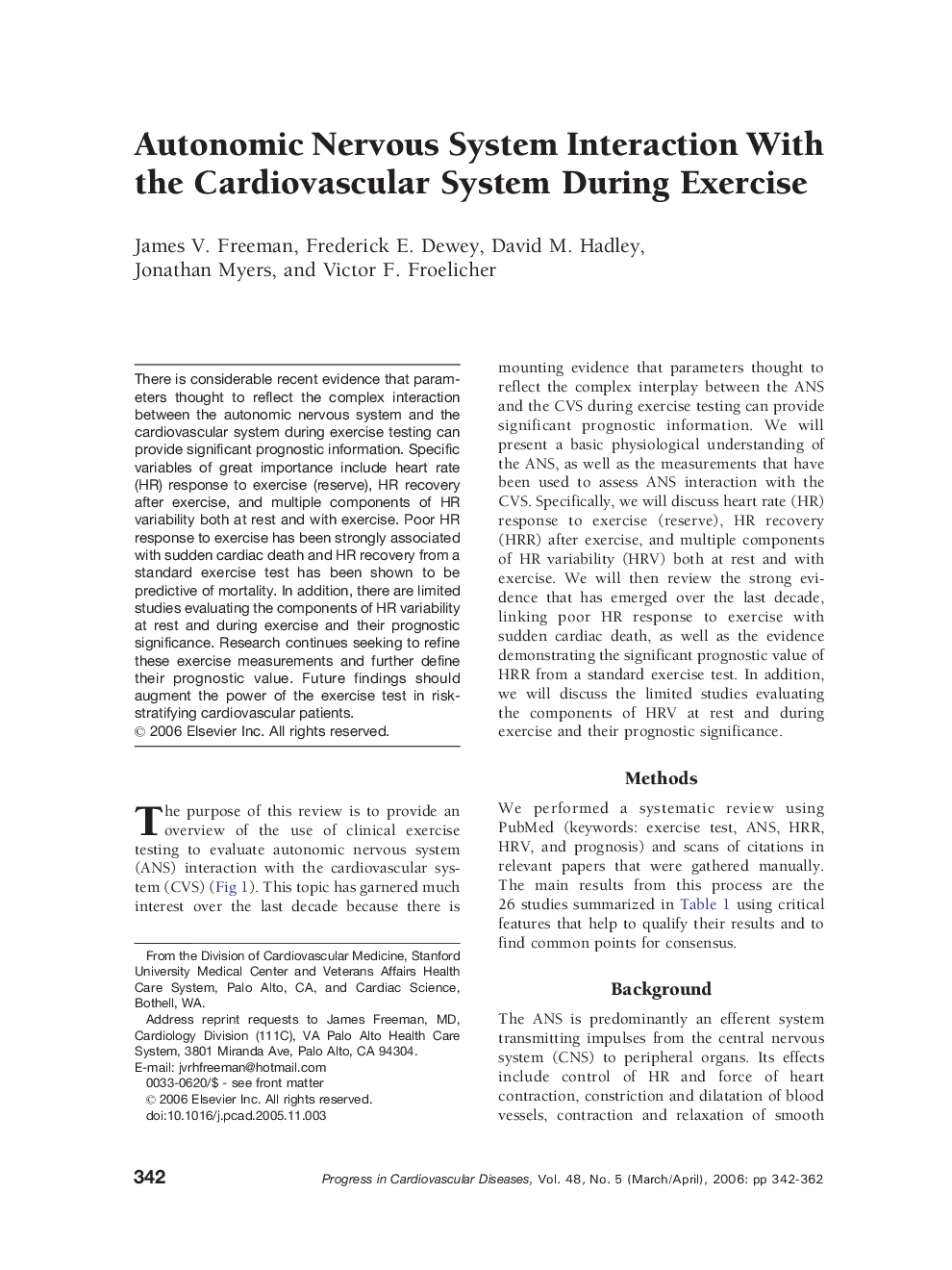 Autonomic Nervous System Interaction With the Cardiovascular System During Exercise