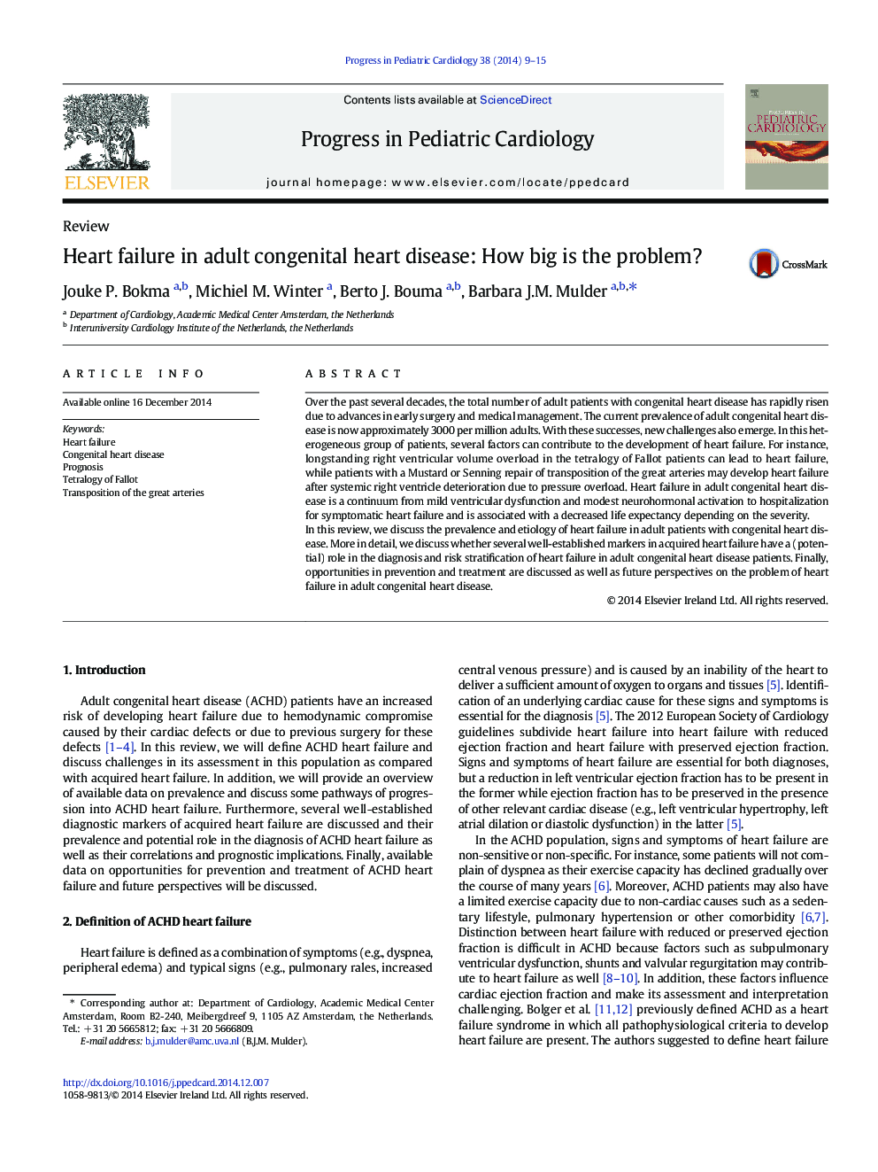 Heart failure in adult congenital heart disease: How big is the problem?