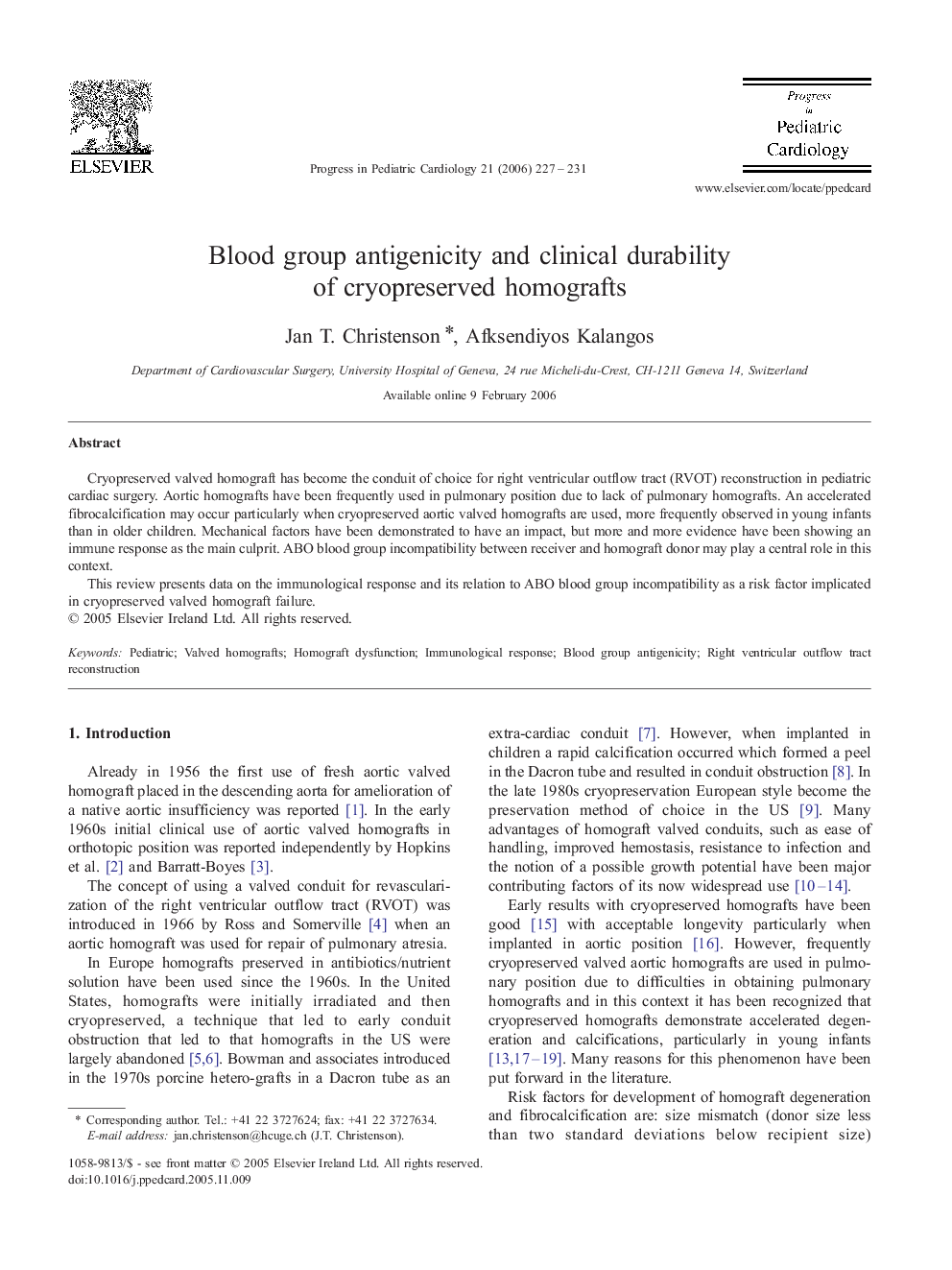 Blood group antigenicity and clinical durability of cryopreserved homografts