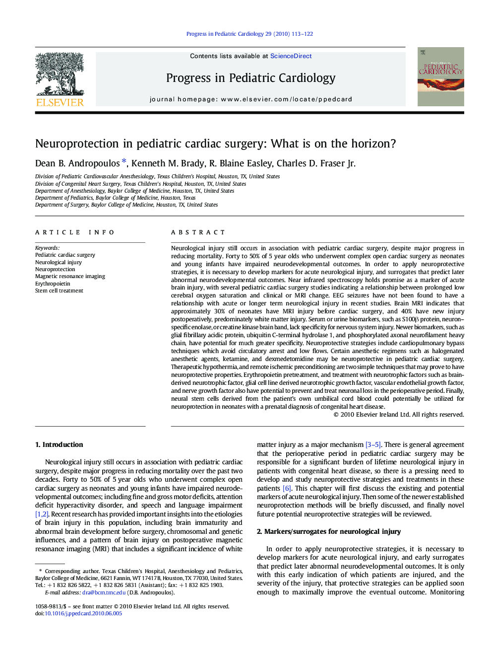 Neuroprotection in pediatric cardiac surgery: What is on the horizon?