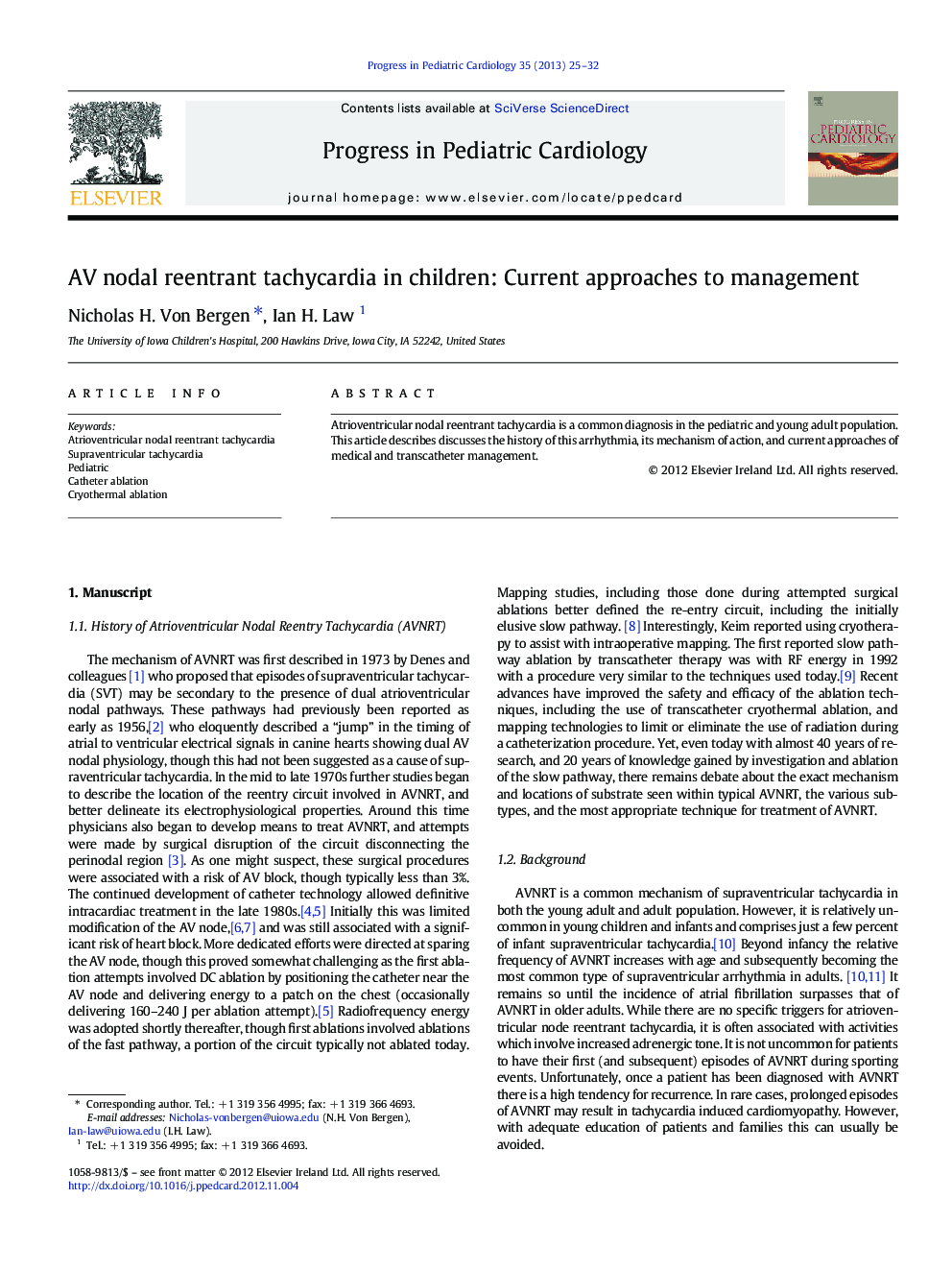 AV nodal reentrant tachycardia in children: Current approaches to management